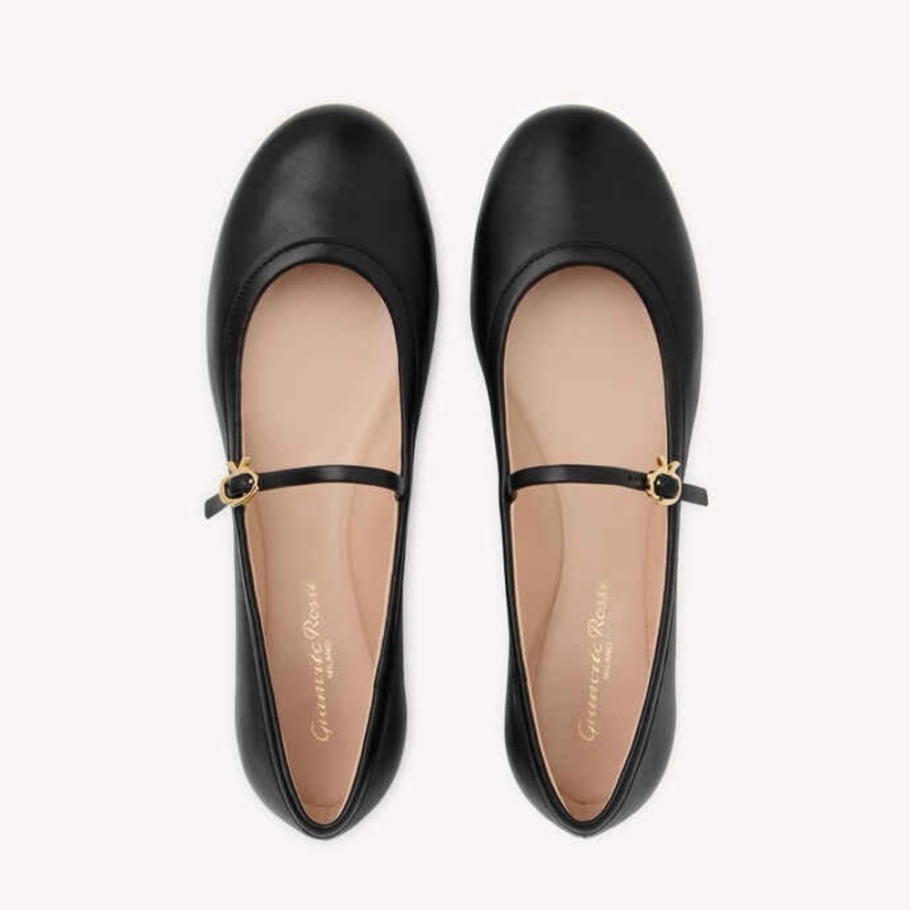 Gianvito Rossi Black Leather Mary Jane Flats